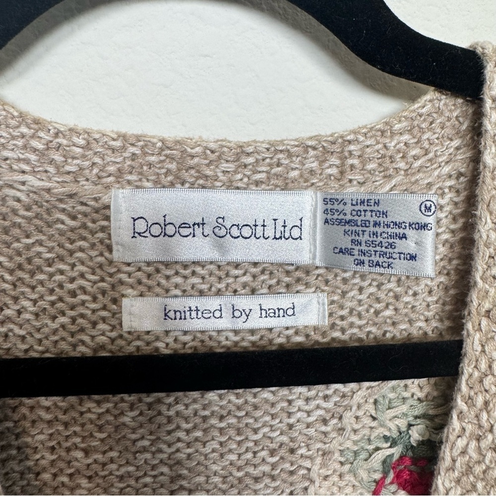 Vintage Robert Scott Ltd Hand Knit Sweater Vest Linen Cotten Blend Medium - Picture 3 of 5